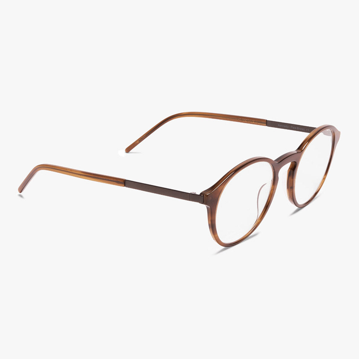 Luxreaders stylish Ærø Pale Brown Reading glasses. Made from Titanium in a Round shape.