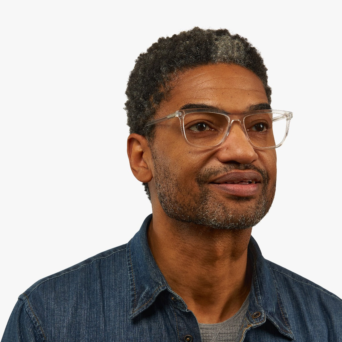 Luxreaders stylish Men's Oslo Crystal White Blue light glasses. Made from Acetate in a Square shape.