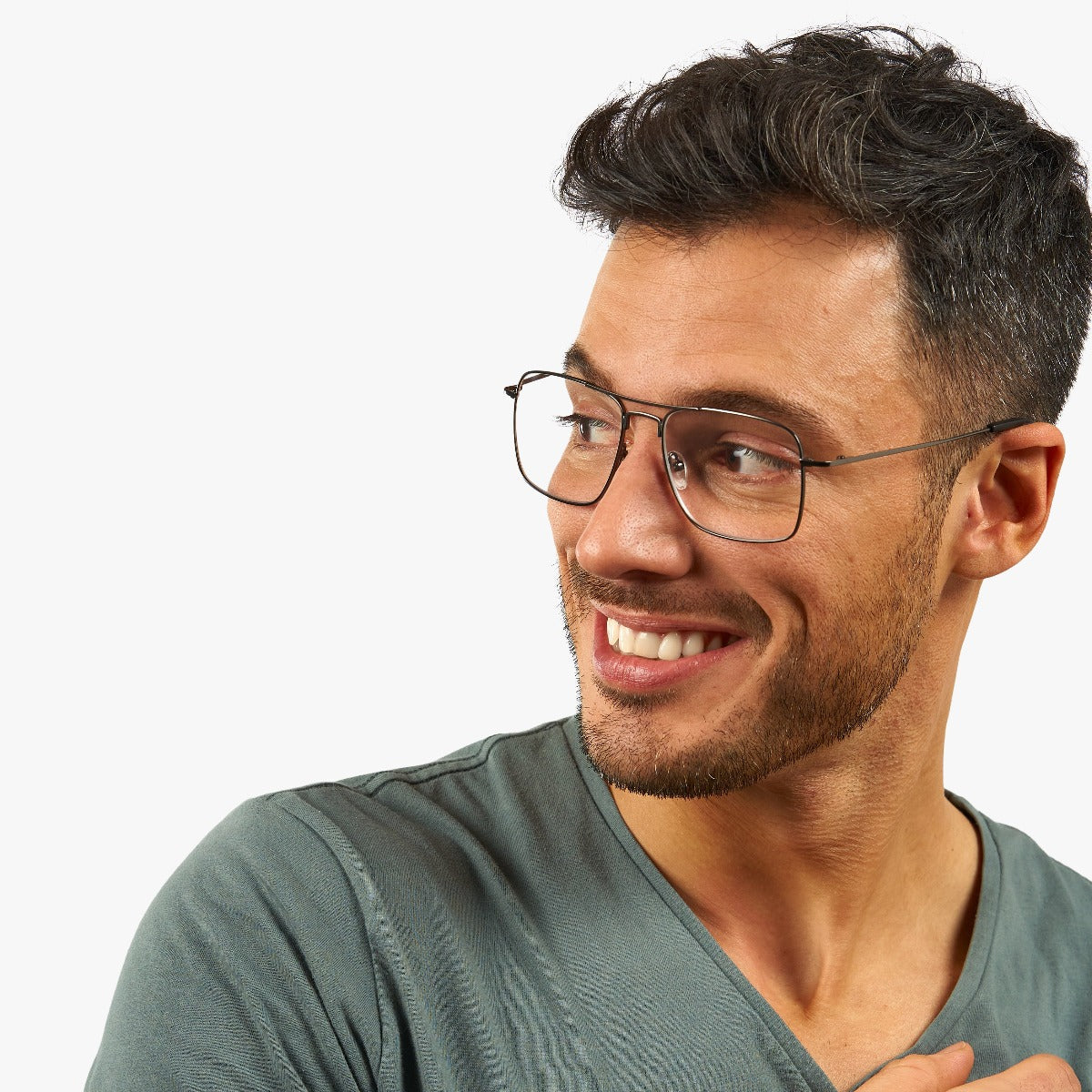 Luxreaders stylish Men's Lidköping Gun Reading glasses. Made from Stainless steel in a Square shape.