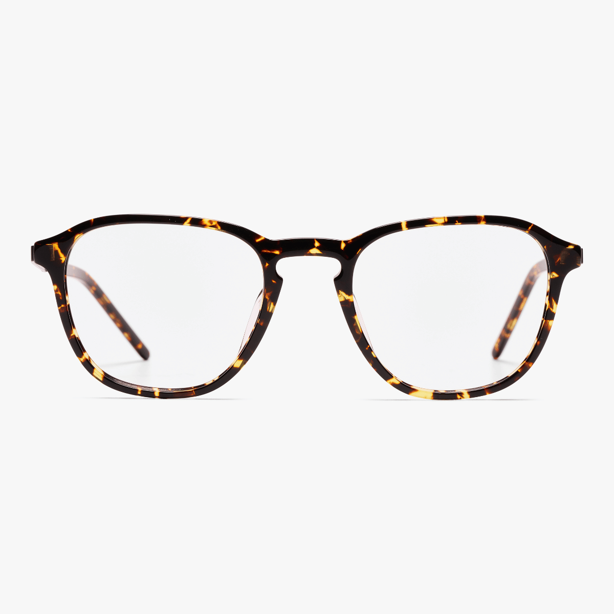 Luxreaders stylish Women's Rønne Dark Turtle Reading glasses. Made from Titanium in a Square shape.