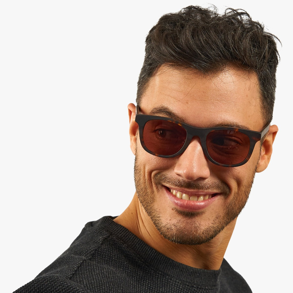 Luxreaders stylish Malmö Dark Turtle Sunglasses. Made from Acetate in a Square shape.