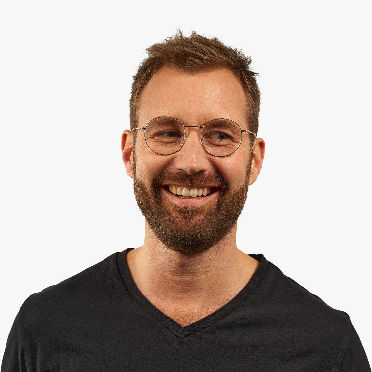 Luxreaders stylish Tromsø Gold Reading glasses. Made from Stainless steel in a Round shape.