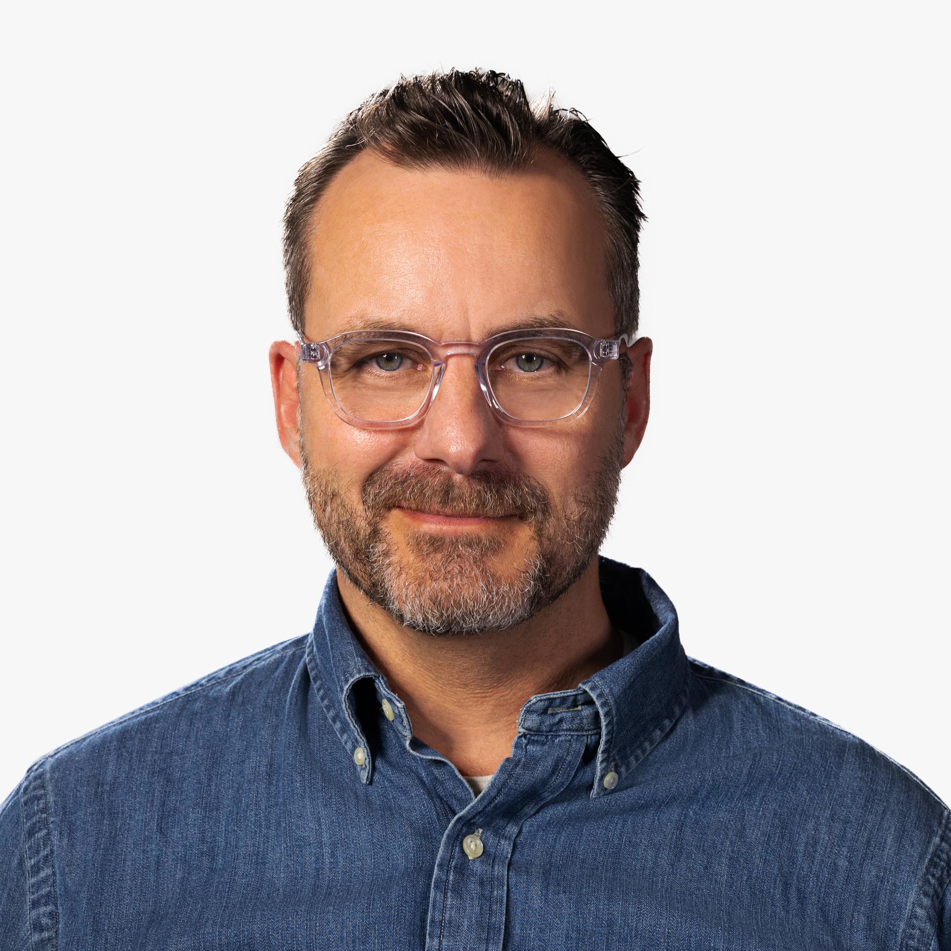 Luxreaders stylish Men's Reykjavik Crystal White Reading glasses. Made from Bio-acetate in a Square shape.