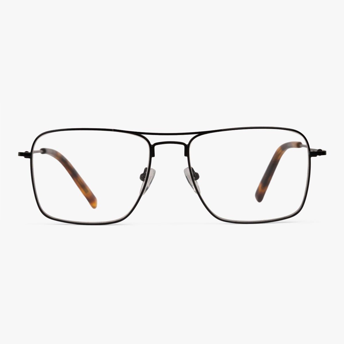 Luxreaders stylish Women's Lidköping Black Blue light glasses. Made from Stainless steel in a Square shape.