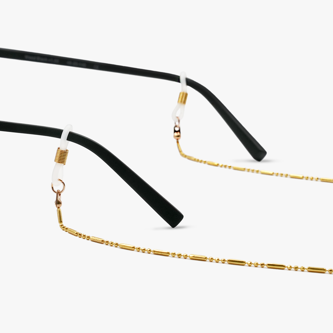 Black temple glasses with gold chain from Luxreaders