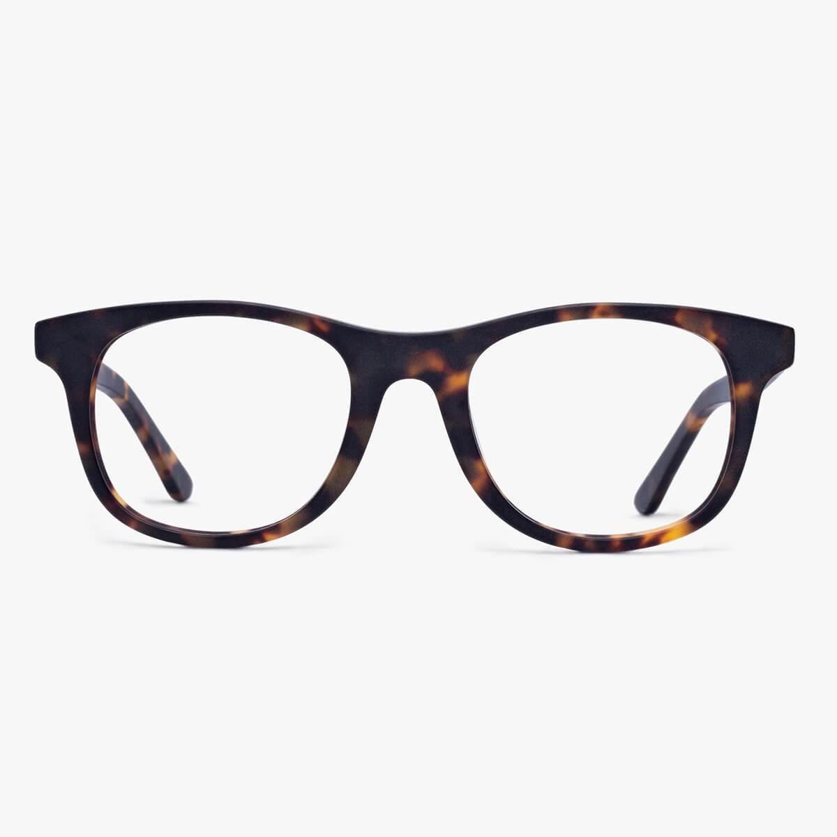 Luxreaders stylish Men's Malmö Dark Turtle Blue light glasses. Made from Acetate in a Square shape.
