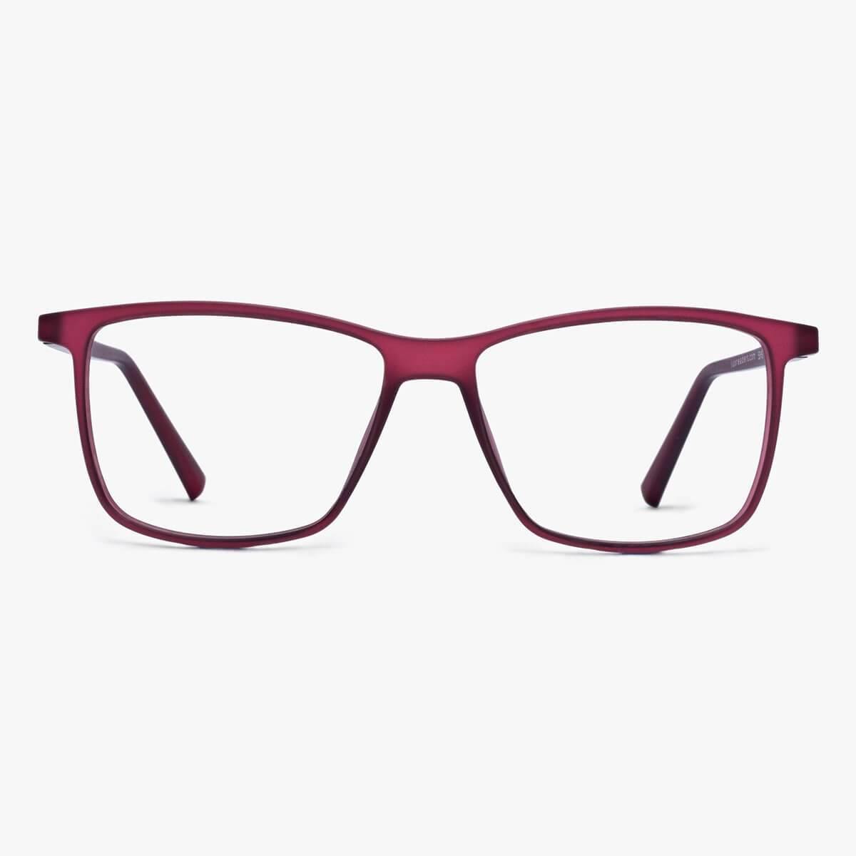 Luxreaders stylish København Red Reading glasses. Made from Rubber in a Square shape.