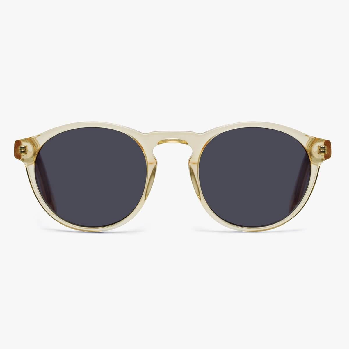Luxreaders stylish Women's Trondheim Crystal Lemon Sunglasses. Made from Acetate in a Round shape.
