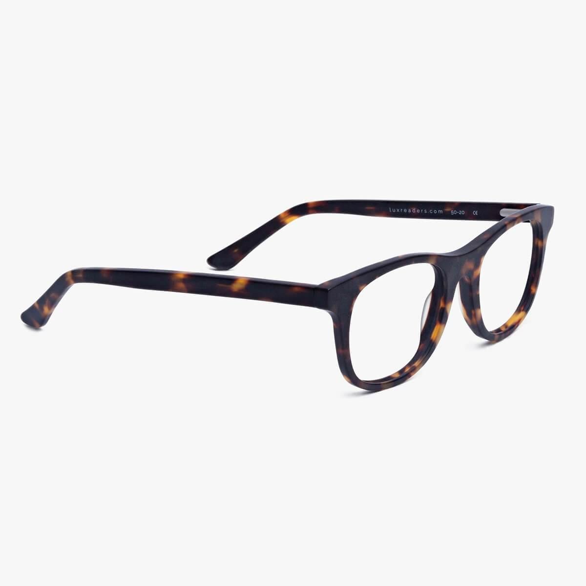 Luxreaders stylish Men's Malmö Dark Turtle Blue light glasses. Made from Acetate in a Square shape.
