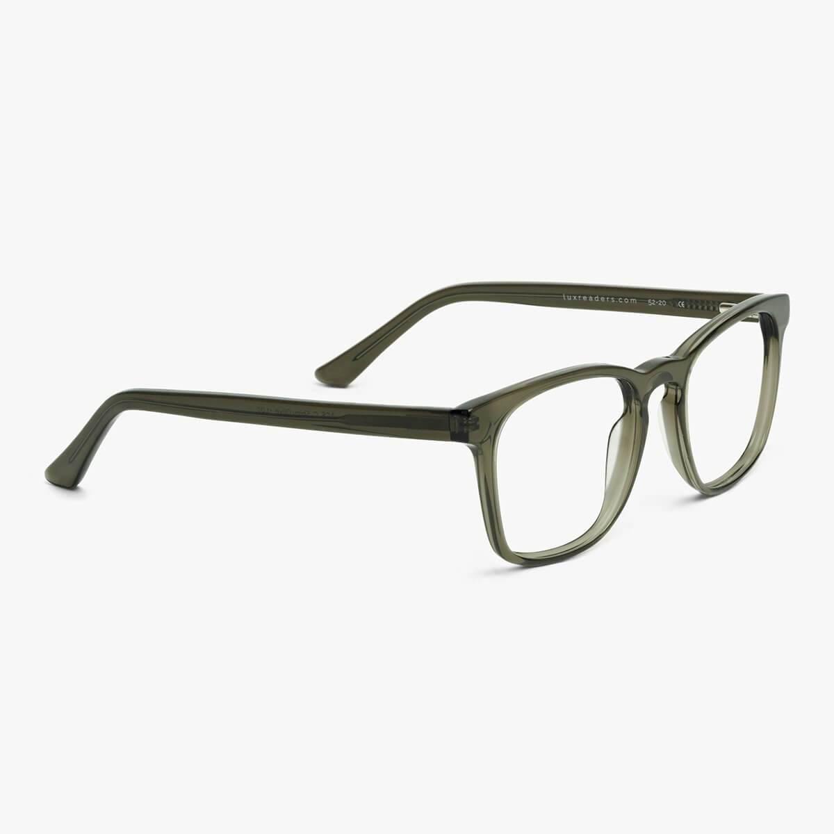 Luxreaders stylish Women's Bornholm Shiny Olive Reading glasses. Made from Acetate in a Square shape.