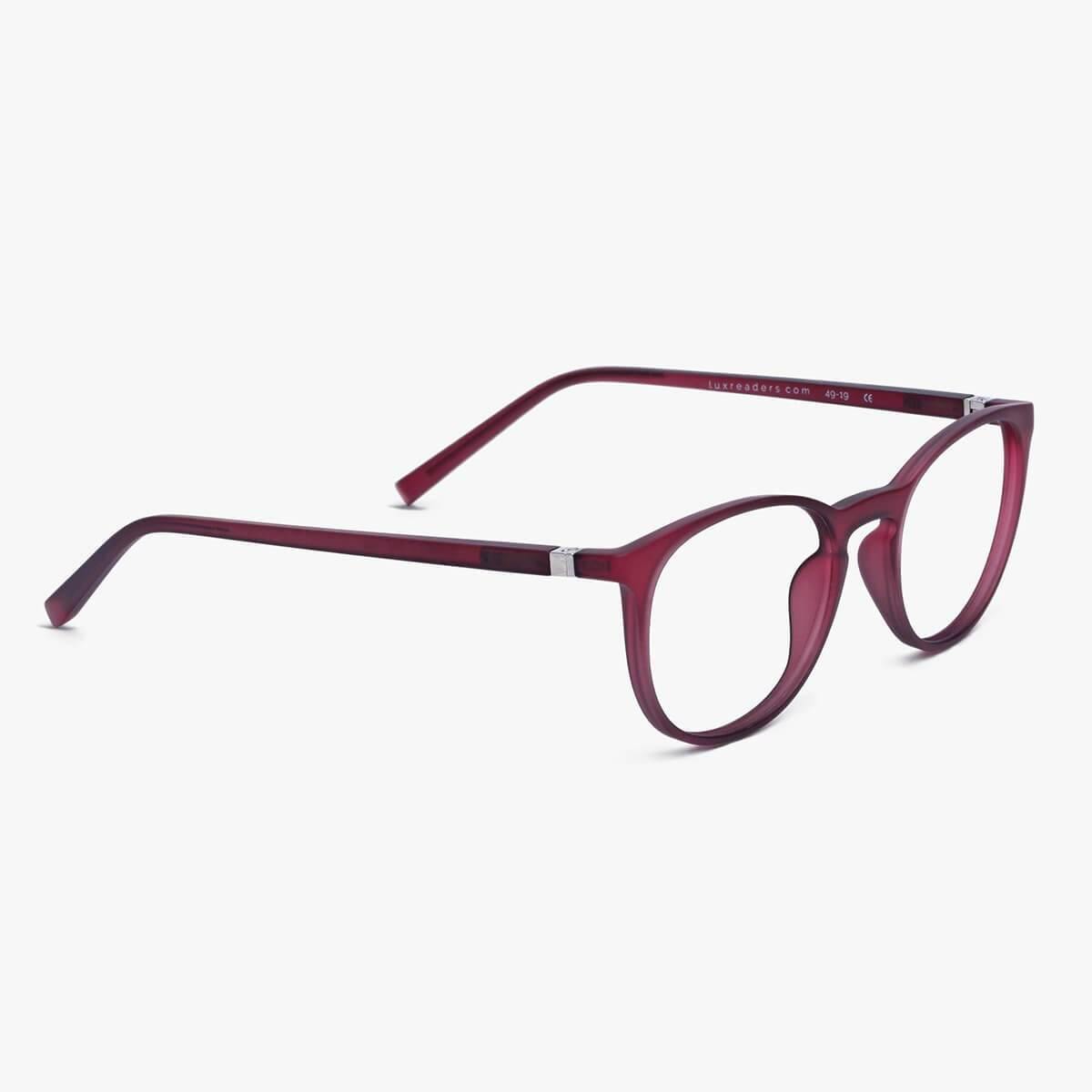 Luxreaders stylish Women's Stockholm Red Reading glasses. Made from Rubber in a Iconic shape.