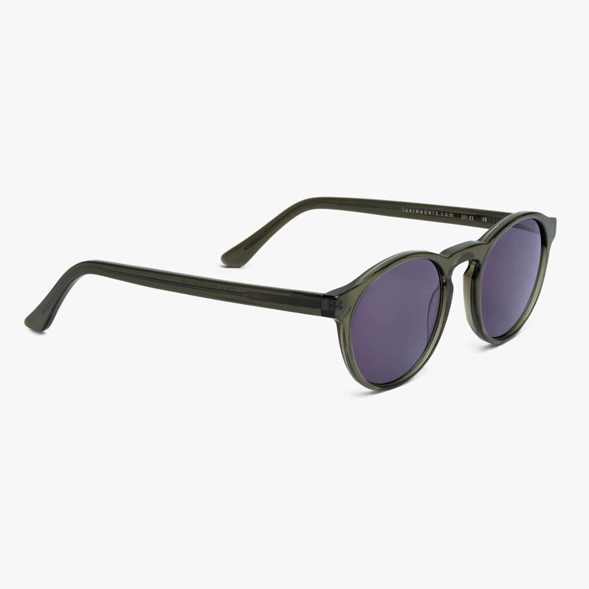 Luxreaders stylish Men's Trondheim Shiny Olive Sunglasses. Made from Acetate in a Round shape.