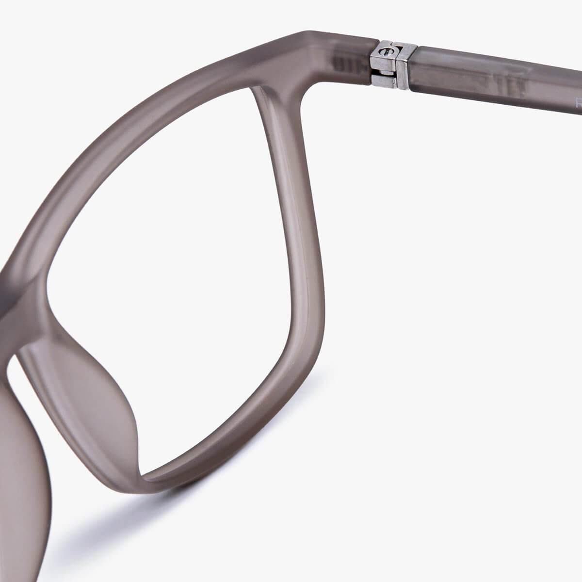 Luxreaders stylish Women's København Grey Reading glasses. Made from Rubber in a Square shape.