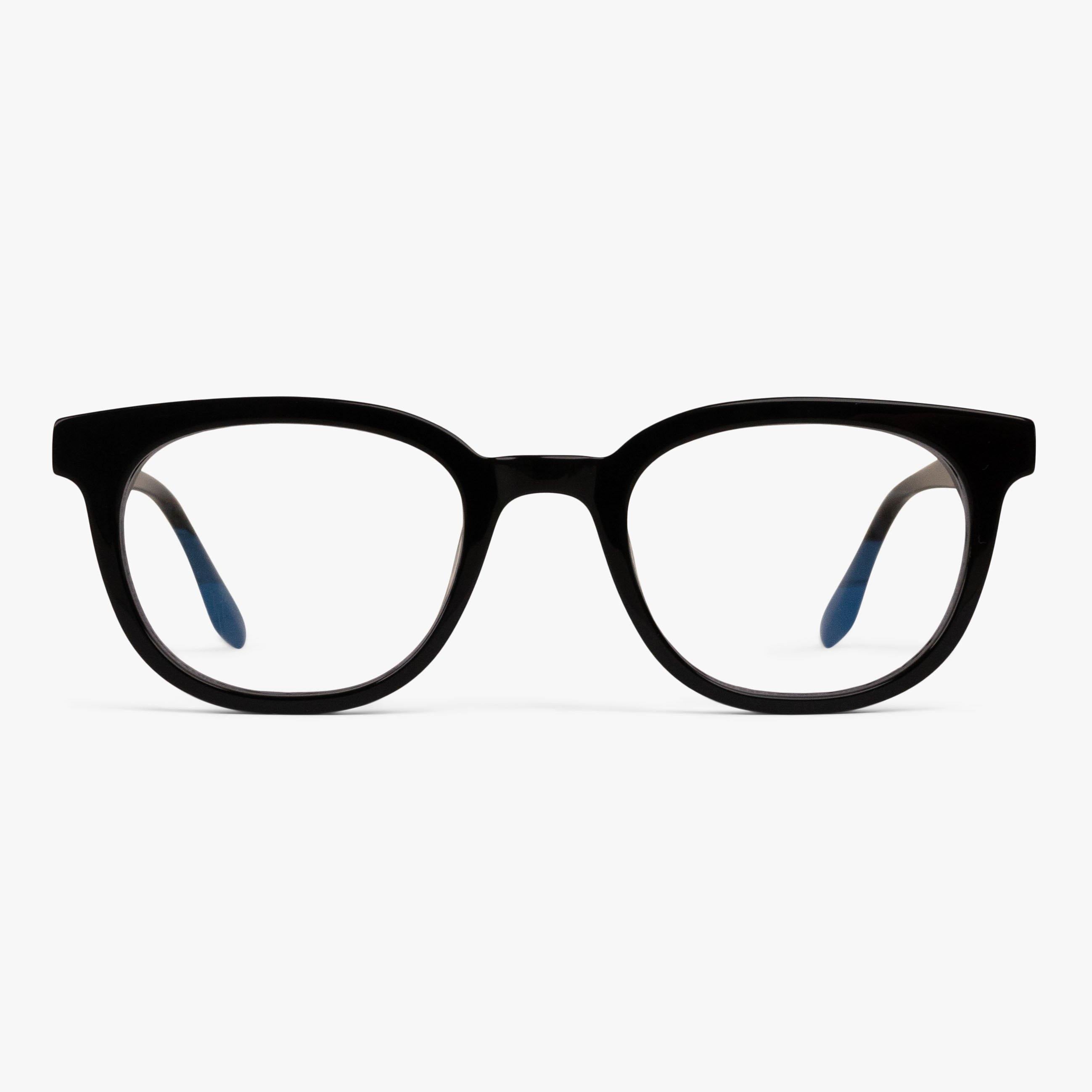 Luxreaders stylish Women's Borås Black Blue light glasses. Made from Acetate in a Square shape.