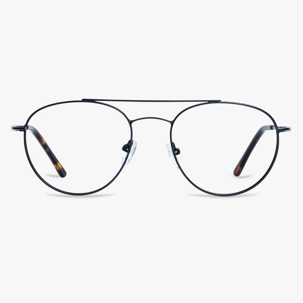 Göteborg Black aviator reading glasses with thin black metal frame