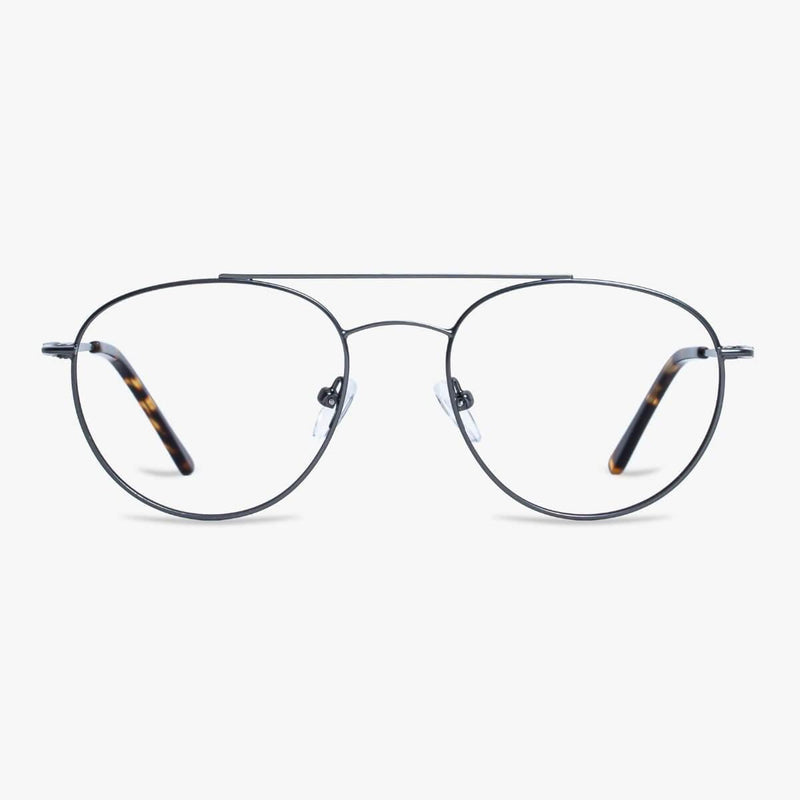 Göteborg Gun thin metal aviator glasses with tortoiseshell temples