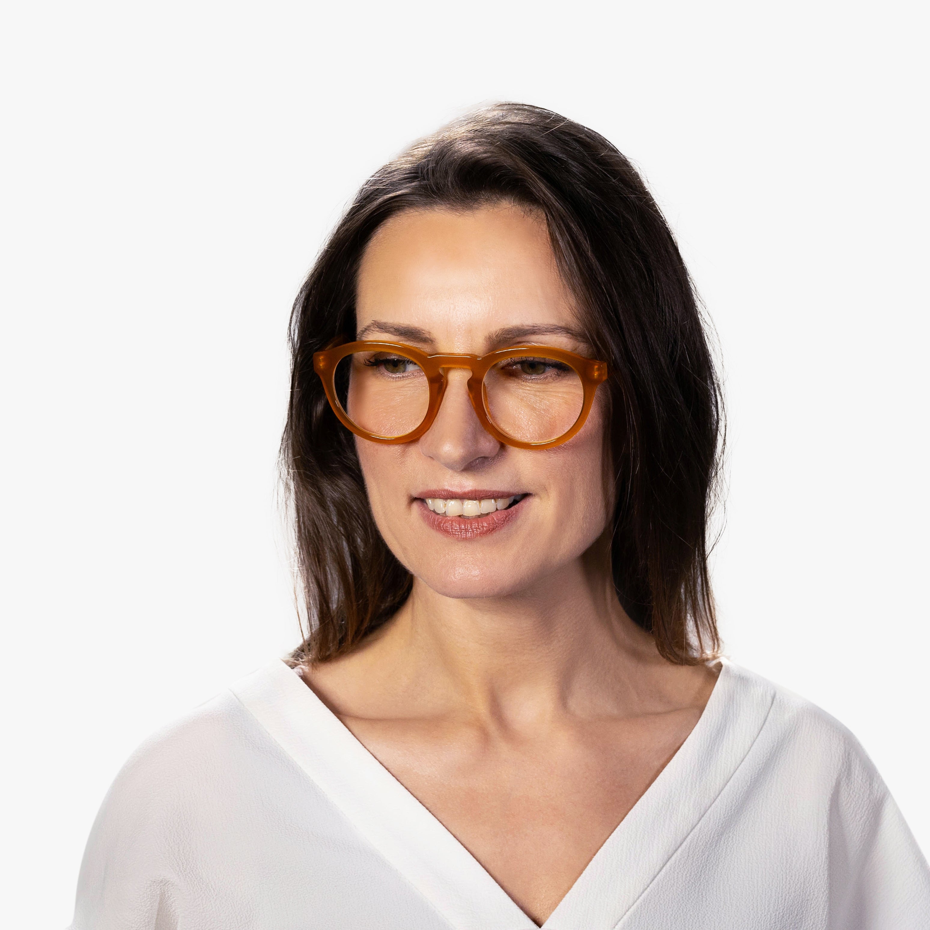 Person wearing Gråsten Crystal Honey glasses