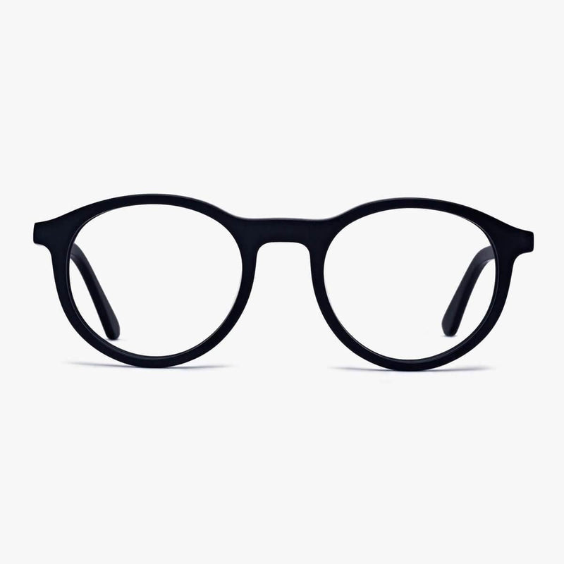 Løkken Black round glasses with a matte black finish