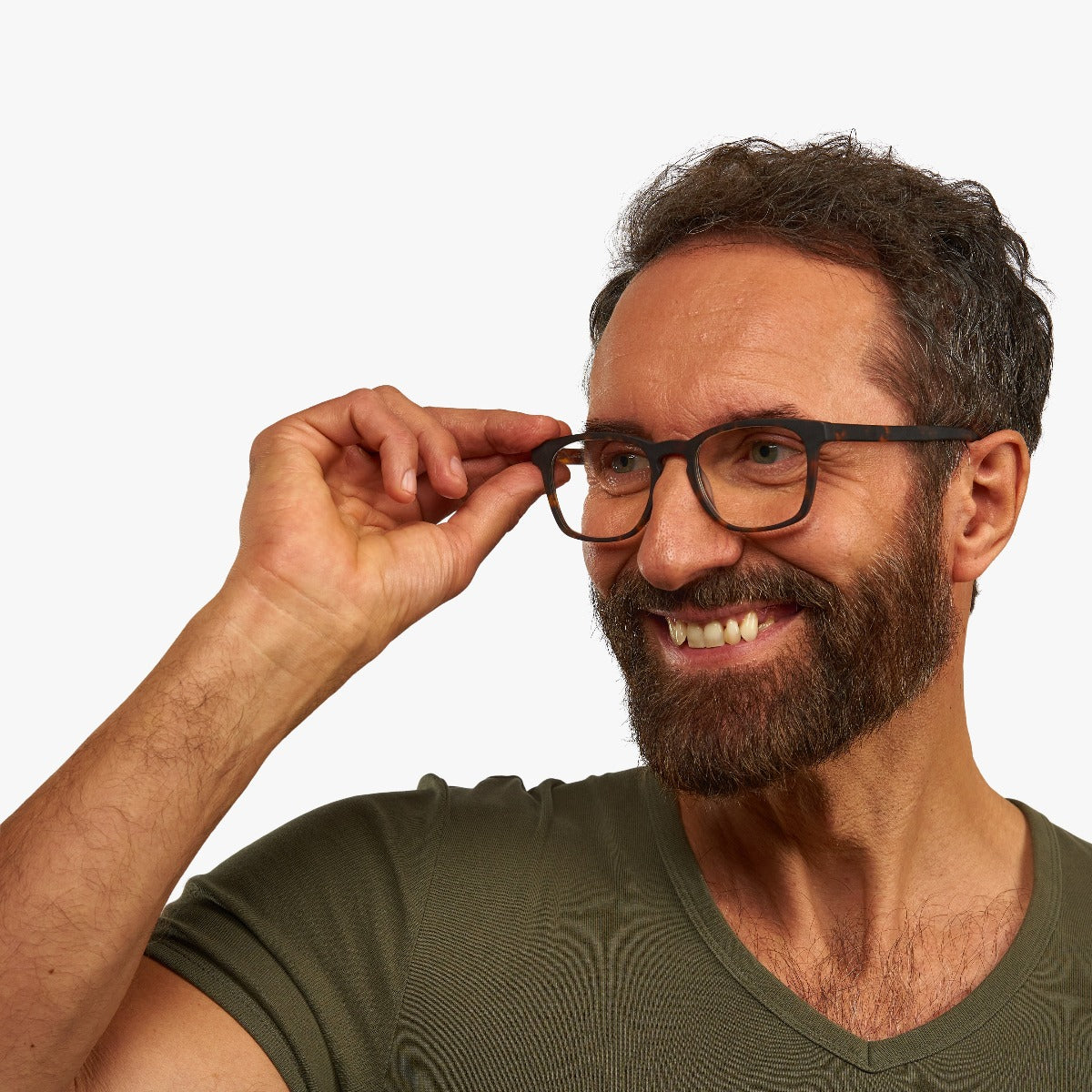 Person wearing Men's Bornholm Dark Turtle glasses