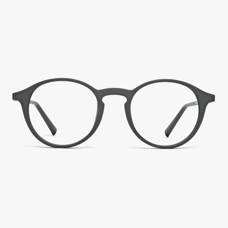 Men's Læsø Dark Army round reading glasses in dark green frame