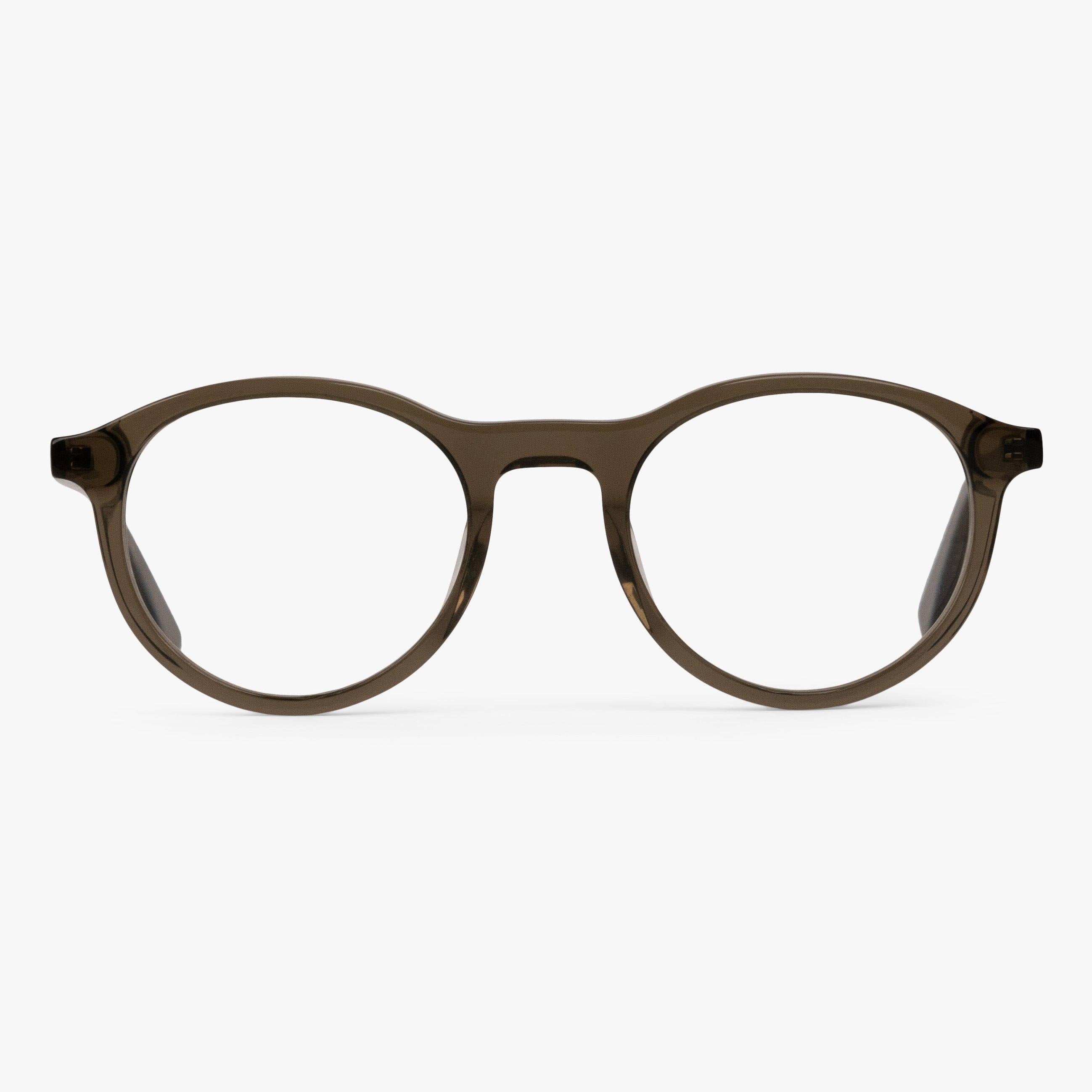 Round shiny olive reading glasses
