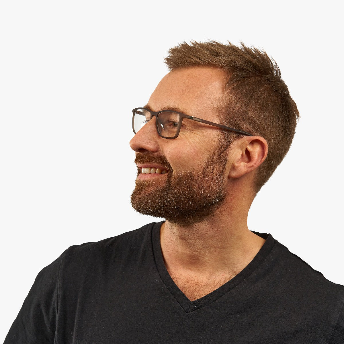 Person wearing Men's Skagen Grey rectangular glasses