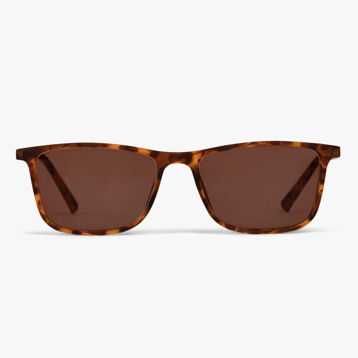 Men's tortoiseshell sunglasses with rectangular lenses