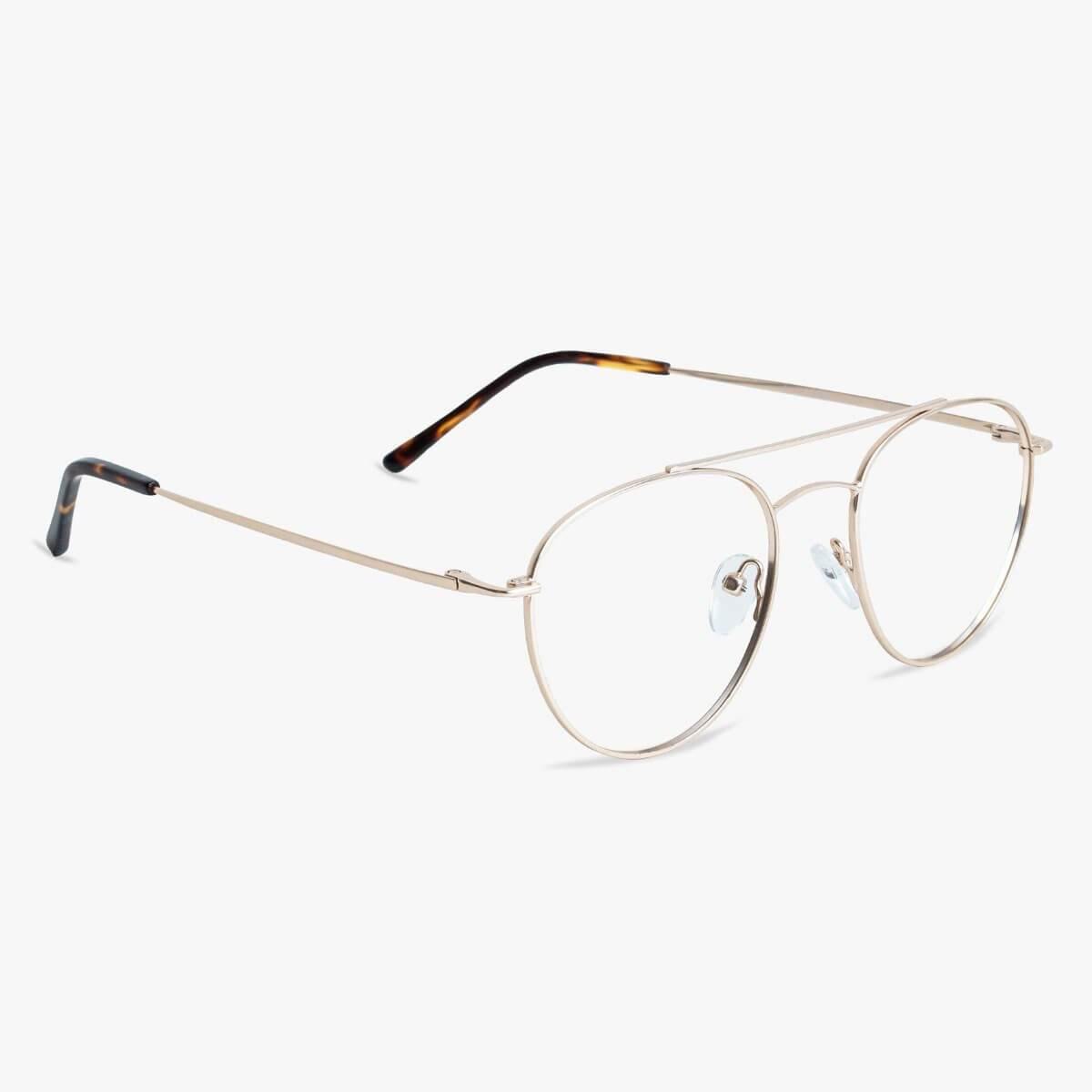Luxreaders stylish Men's Göteborg Gold Reading glasses. Made from Stainless steel in a Round shape.