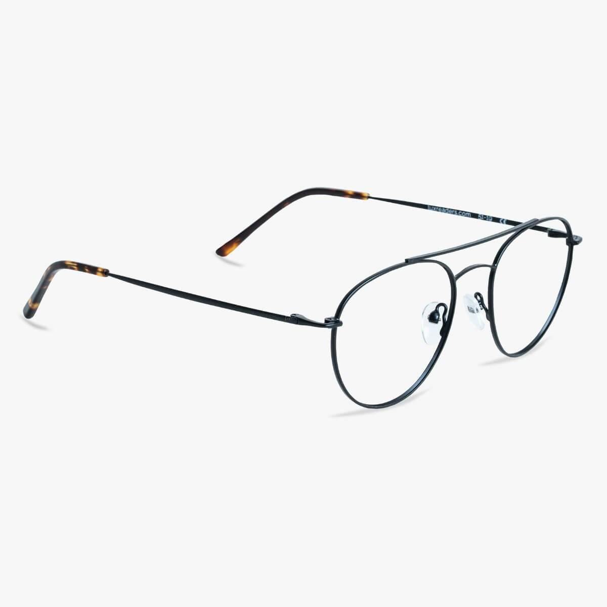 Luxreaders stylish Men's Göteborg Black Reading glasses. Made from Stainless steel in a Round shape.