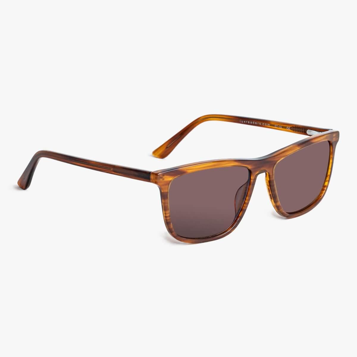 Luxreaders stylish Men's Oslo Shiny Walnut Sunglasses. Made from Acetate in a Square shape.