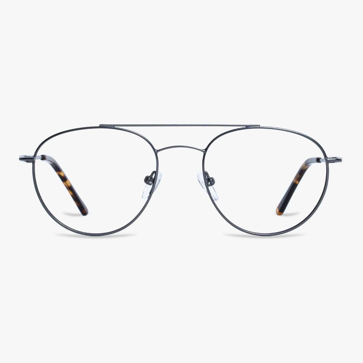Luxreaders stylish Women's Göteborg Gun Blue light glasses. Made from Stainless steel in a Round shape.