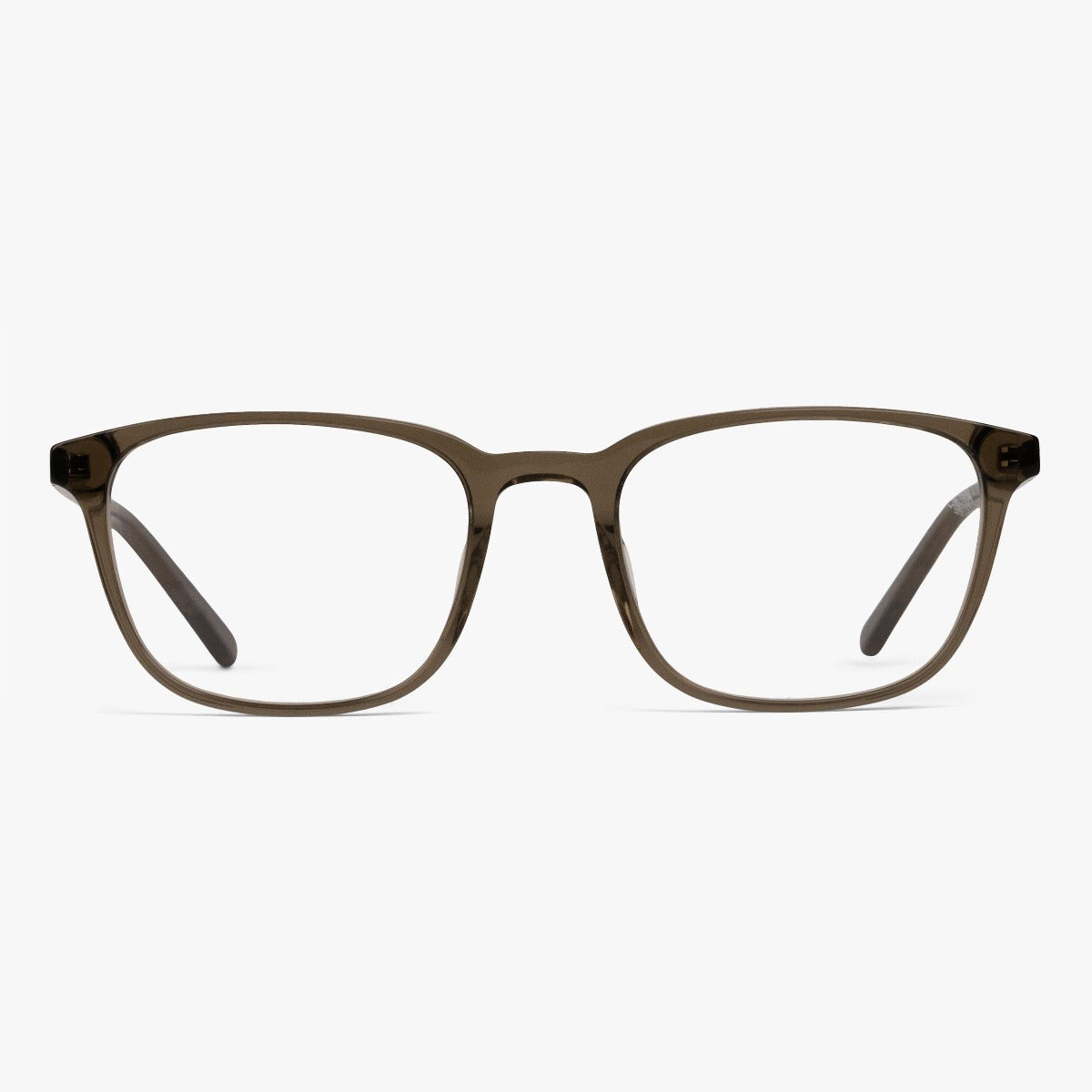 Luxreaders stylish Ebeltoft Shiny Olive Reading glasses. Made from Acetate in a Square shape.
