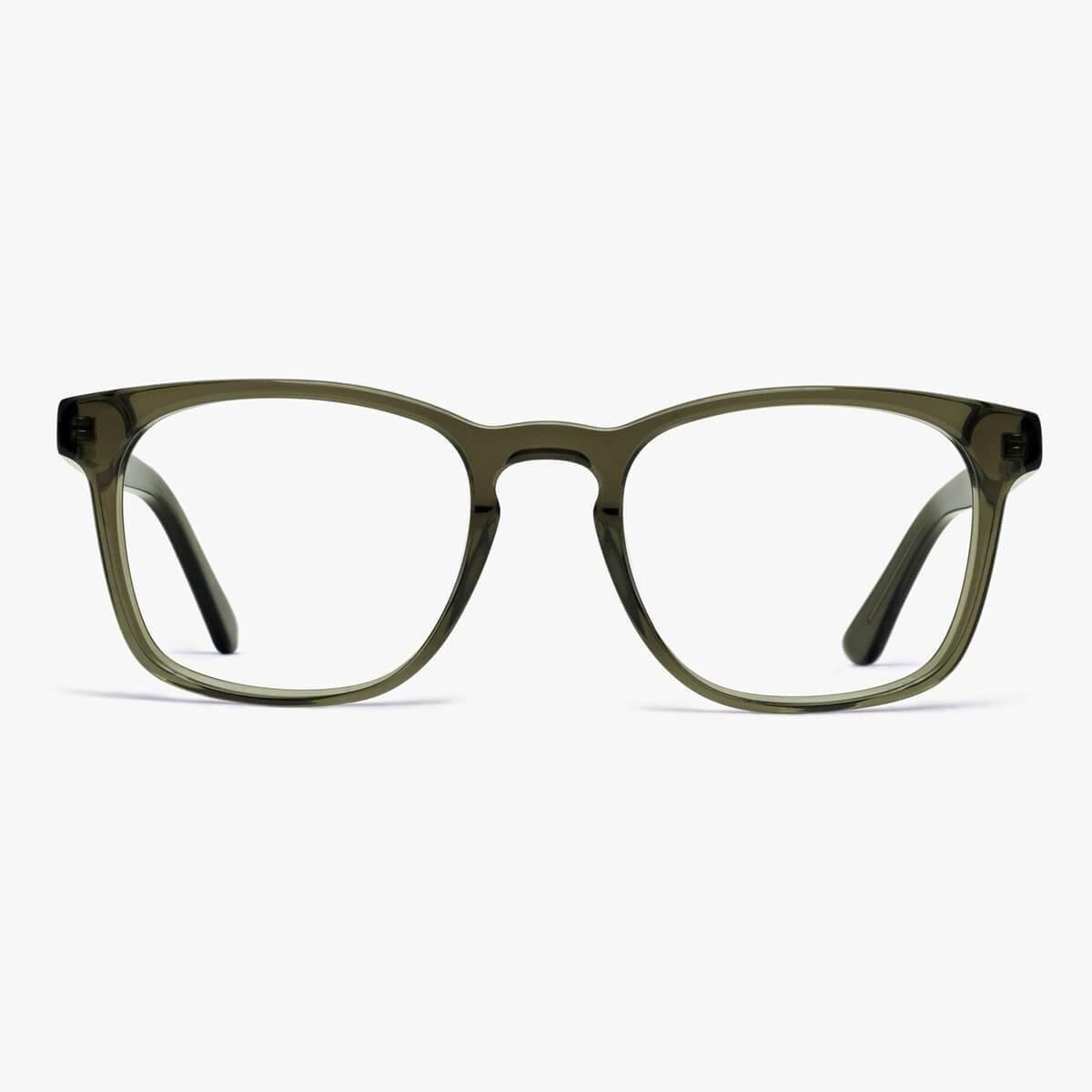 Women's Bornholm Shiny Olive rectangular glasses with olive frames