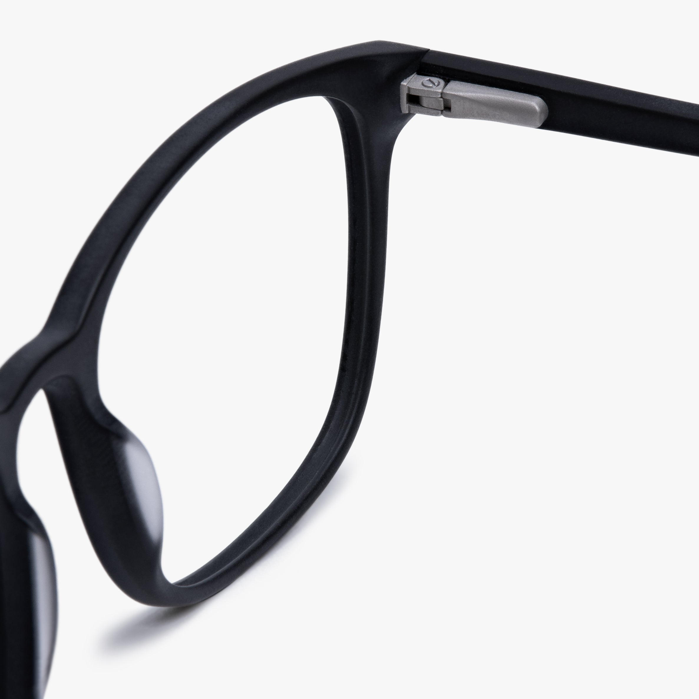 Close-up of women's Ebeltoft black eyeglasses with sleek design