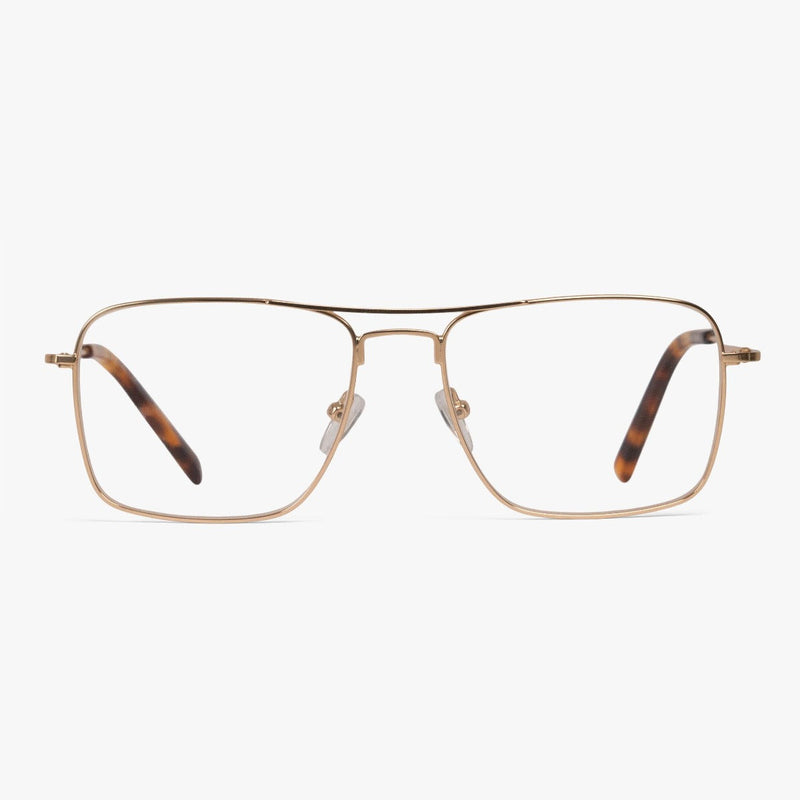 Women's Lidköping Gold square glasses with gold frame and tortoiseshell temples