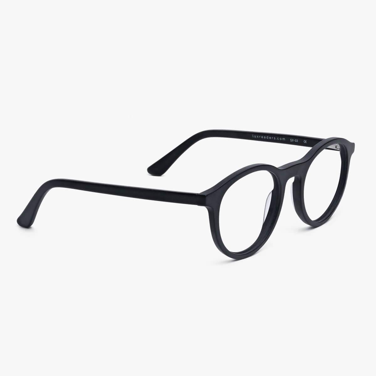 Women's Løkken Black round black reading glasses by Luxreaders