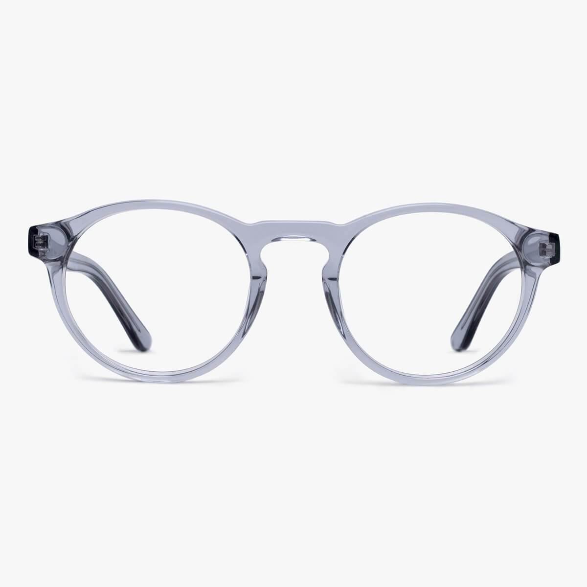 Round crystal grey reading glasses for women