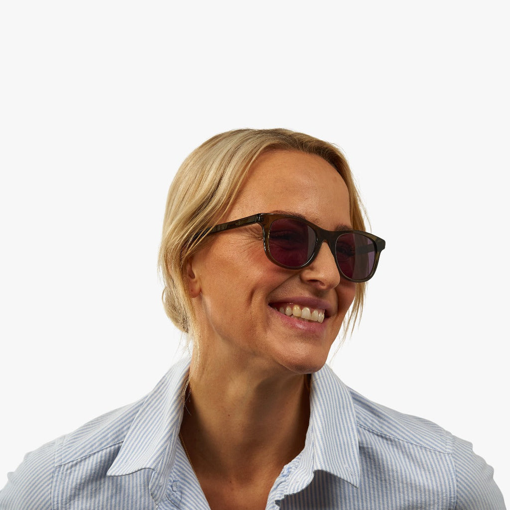Women's Evans Shiny Olive Sunglasses - Luxreaders.co.uk