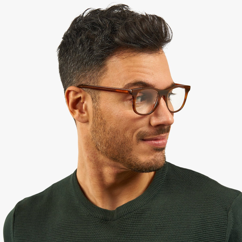 Men's Evans Shiny Walnut Reading glasses - Luxreaders.co.uk