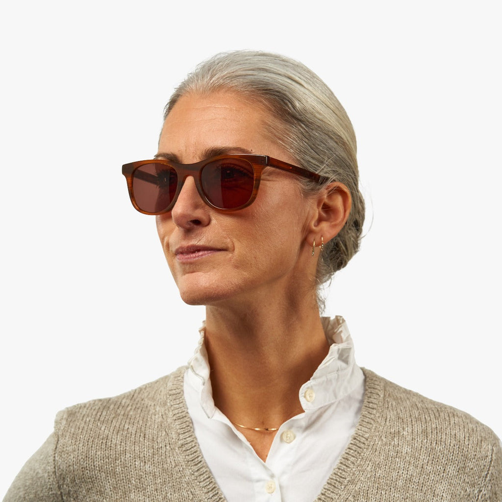 Women's Evans Shiny Walnut Sunglasses - Luxreaders.co.uk